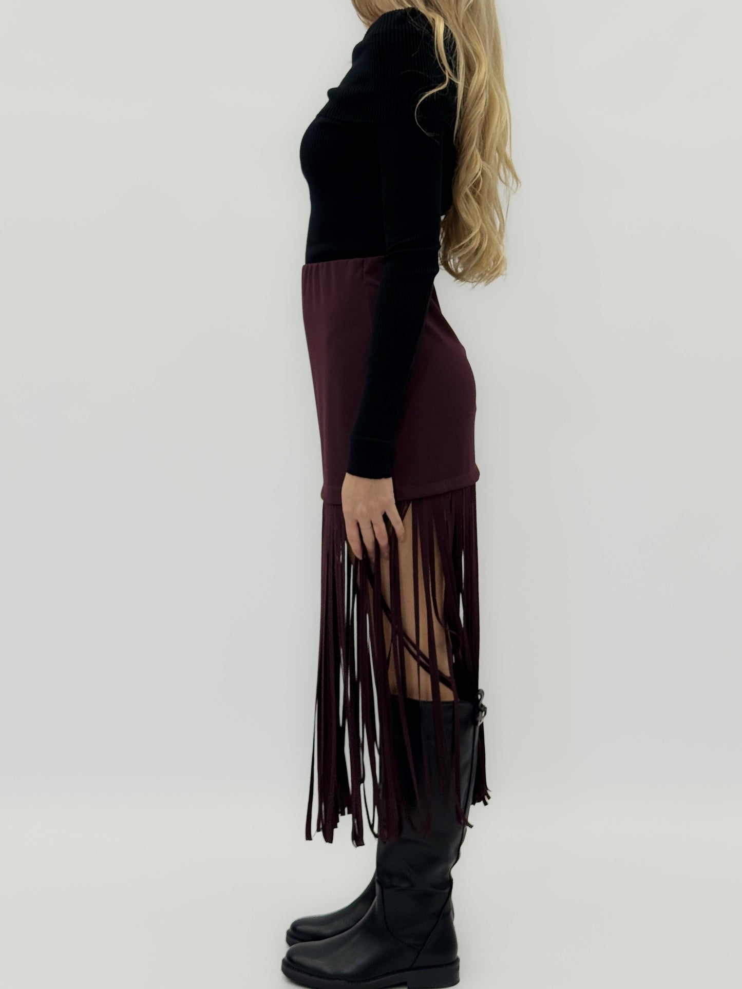 Jupe midi avec des franges longues