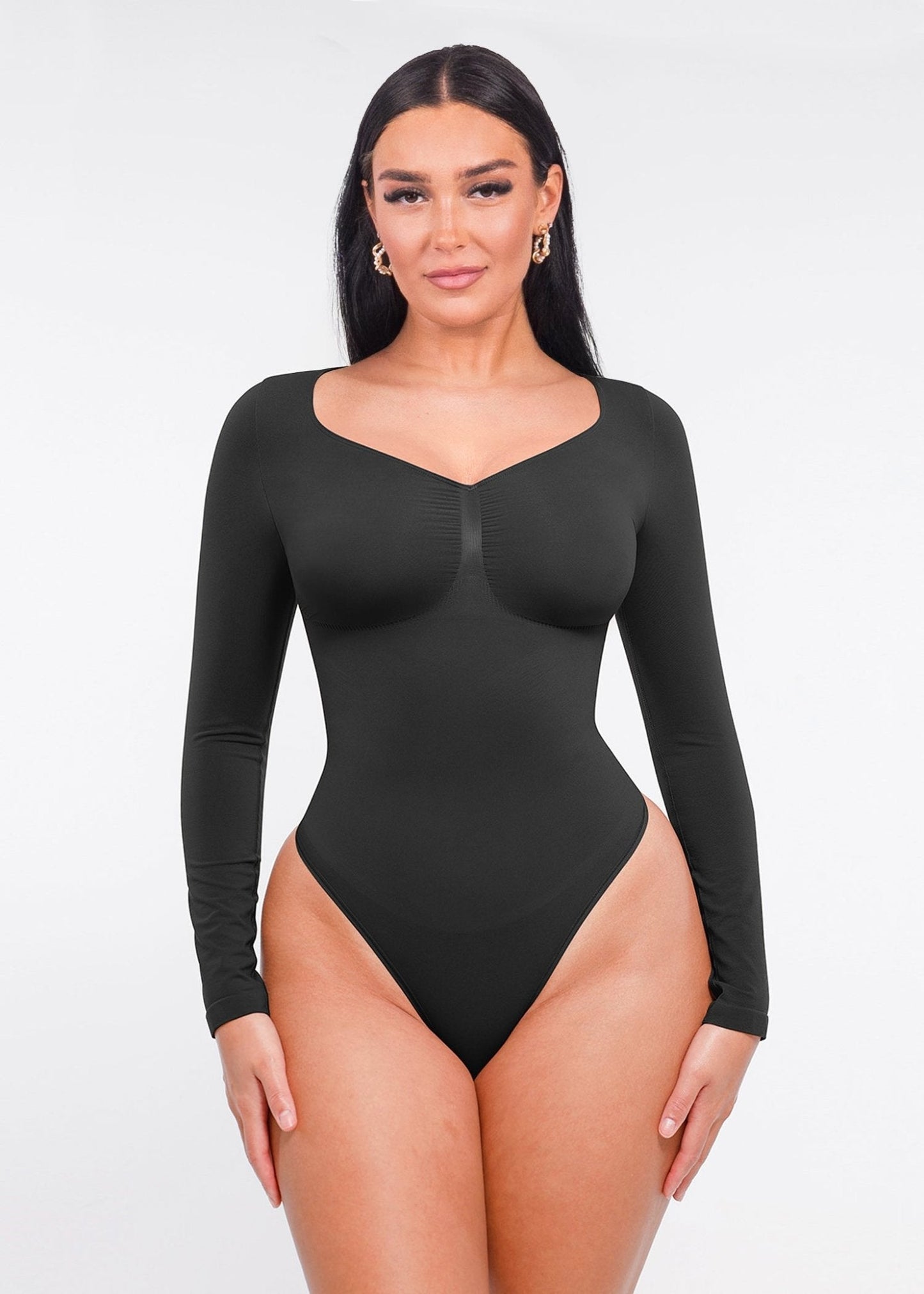 Marcella - Body à Manches Longues Sans Coutures avec String, Soutien-Gorge Intégré & Contrôle du Ventre