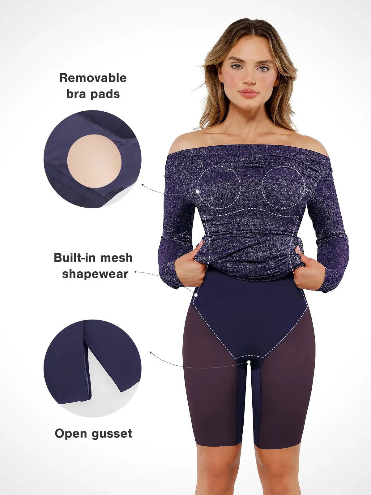 Robe Maxi Sirène Slim à Manches Longues en Maille Métallique Shapewear
