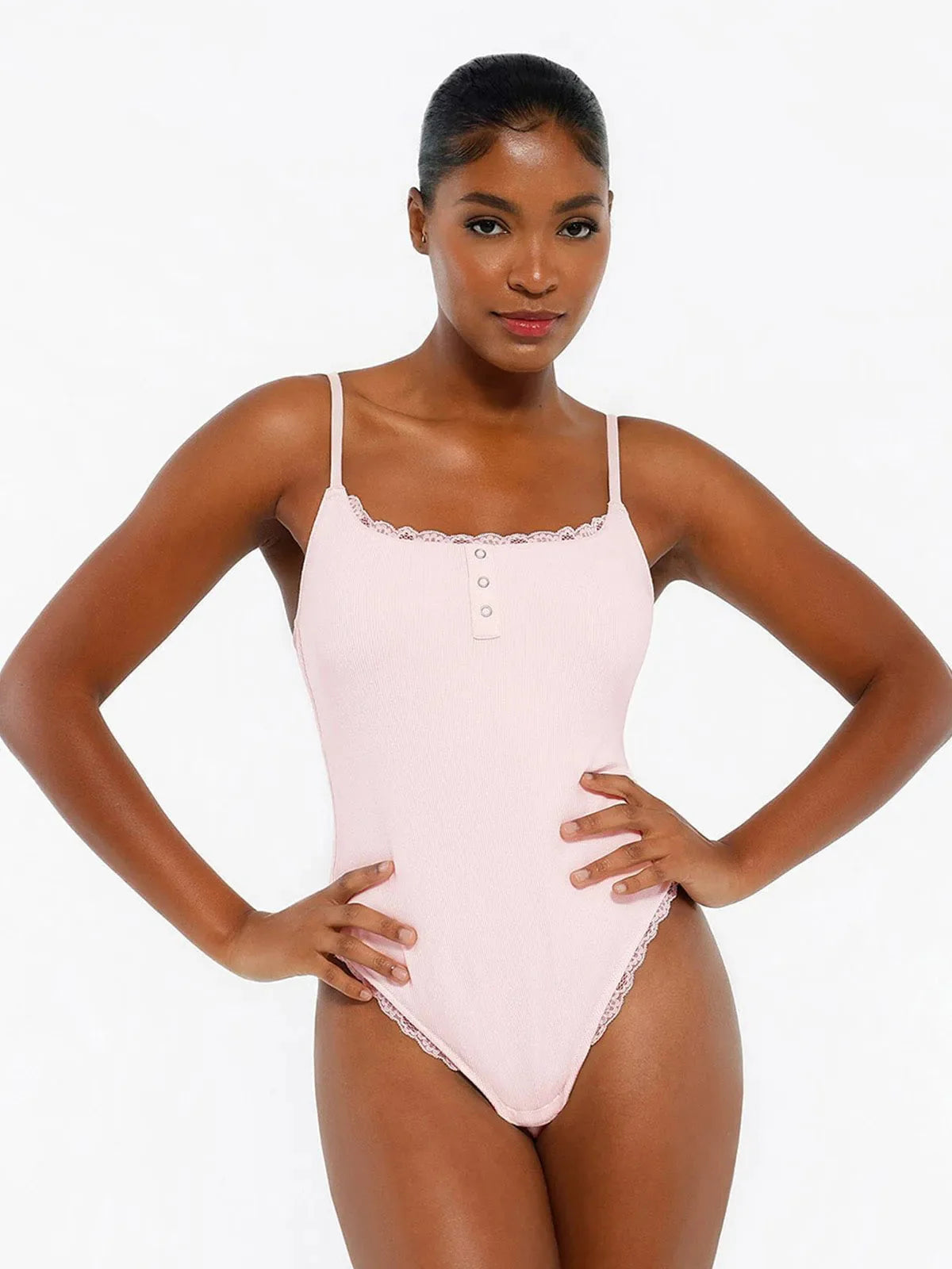 Body Sculptant en Modal avec Bretelles et Détails en Dentelle
