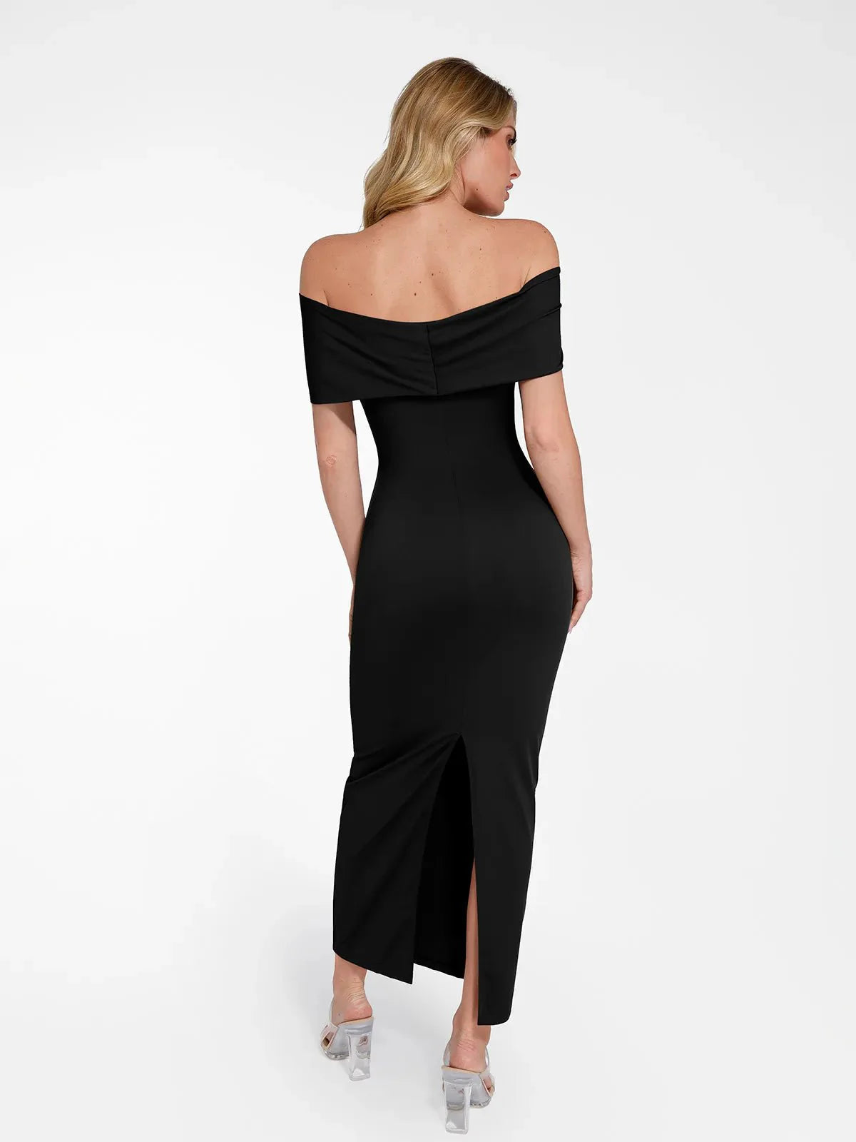 Robe Maxi Colonne Slim Sans Épaules Shapewear