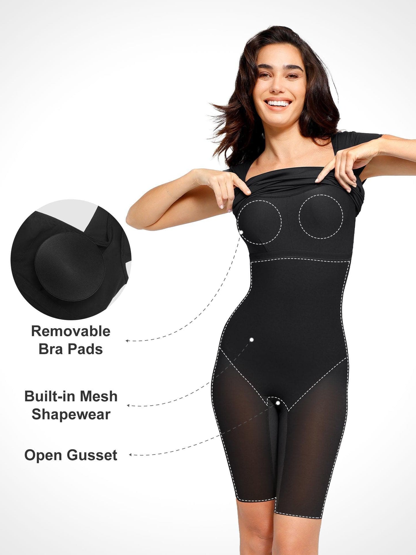 Robe Midi Bodycon à Manches Courtes et Dos Nu Shapewear