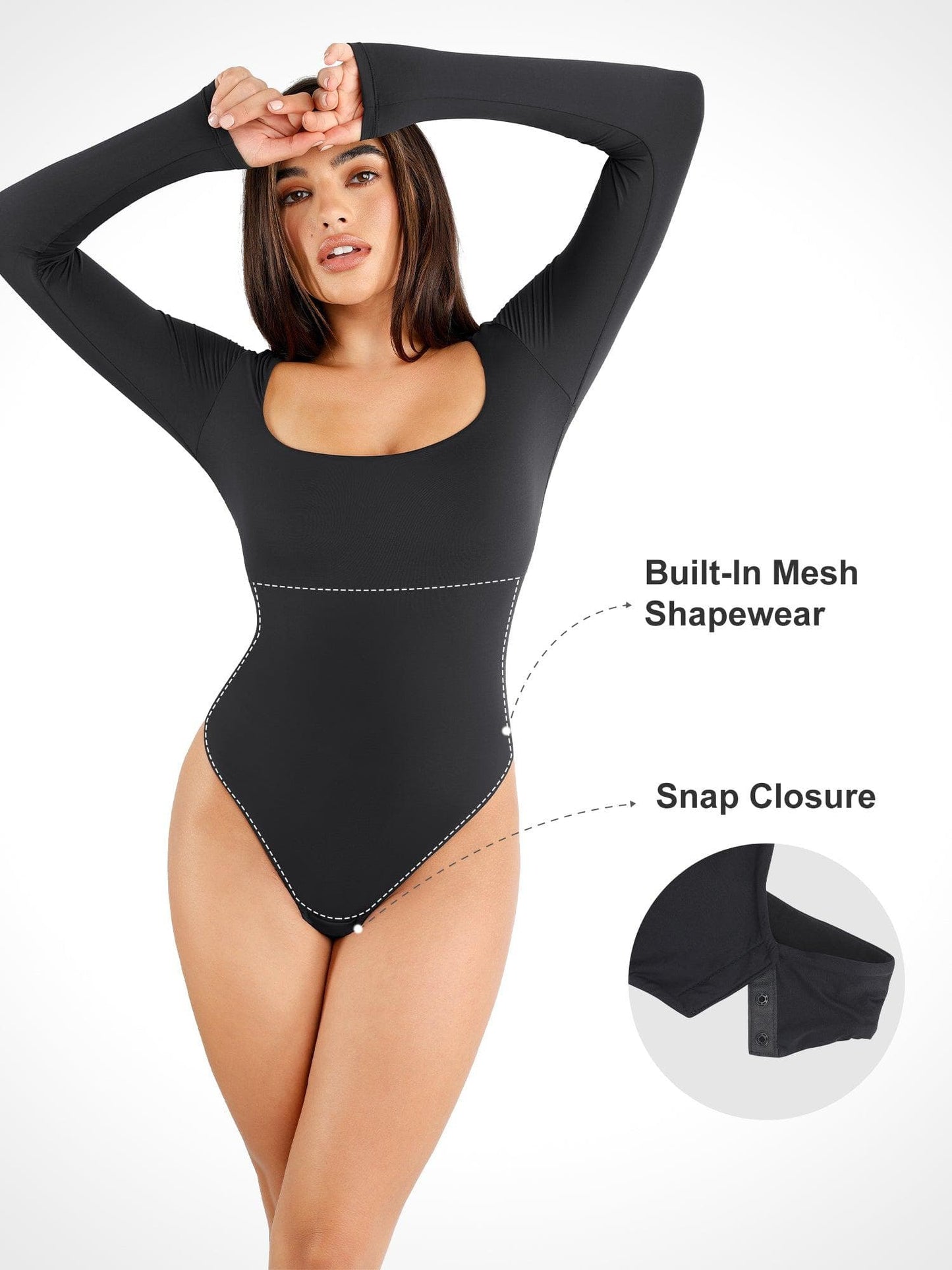 Body sans couture à manches longues Shapewear Cloudsense