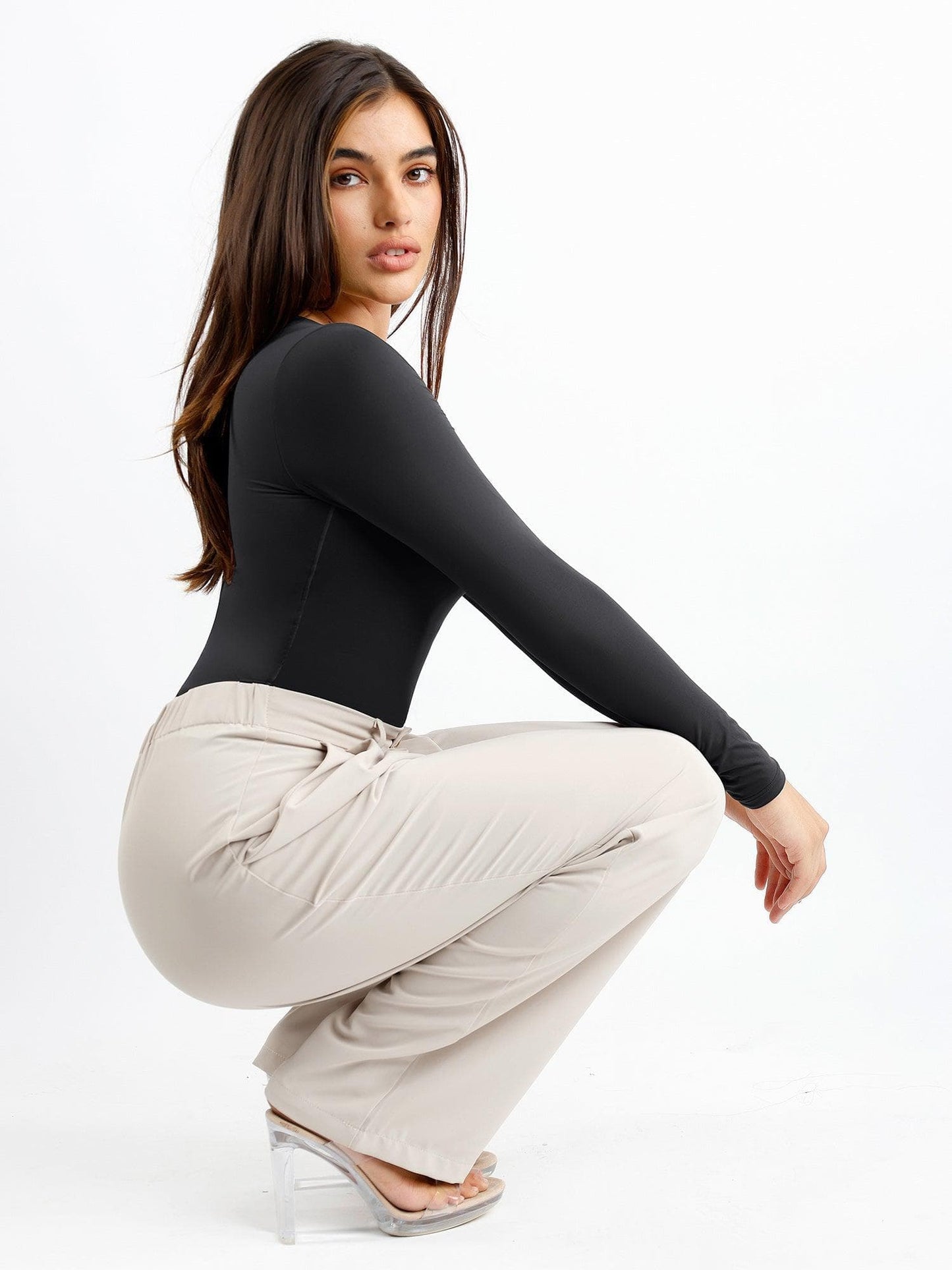 Body Sculptant à Manches Longues V-Neck CloudSense