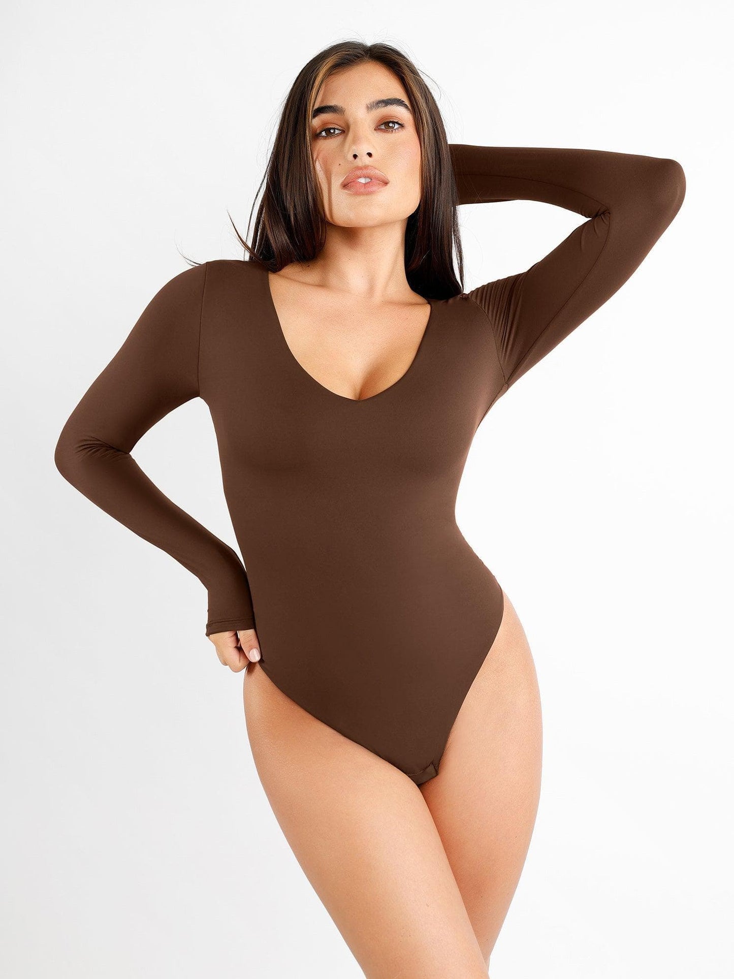 Body Sculptant à Manches Longues V-Neck CloudSense