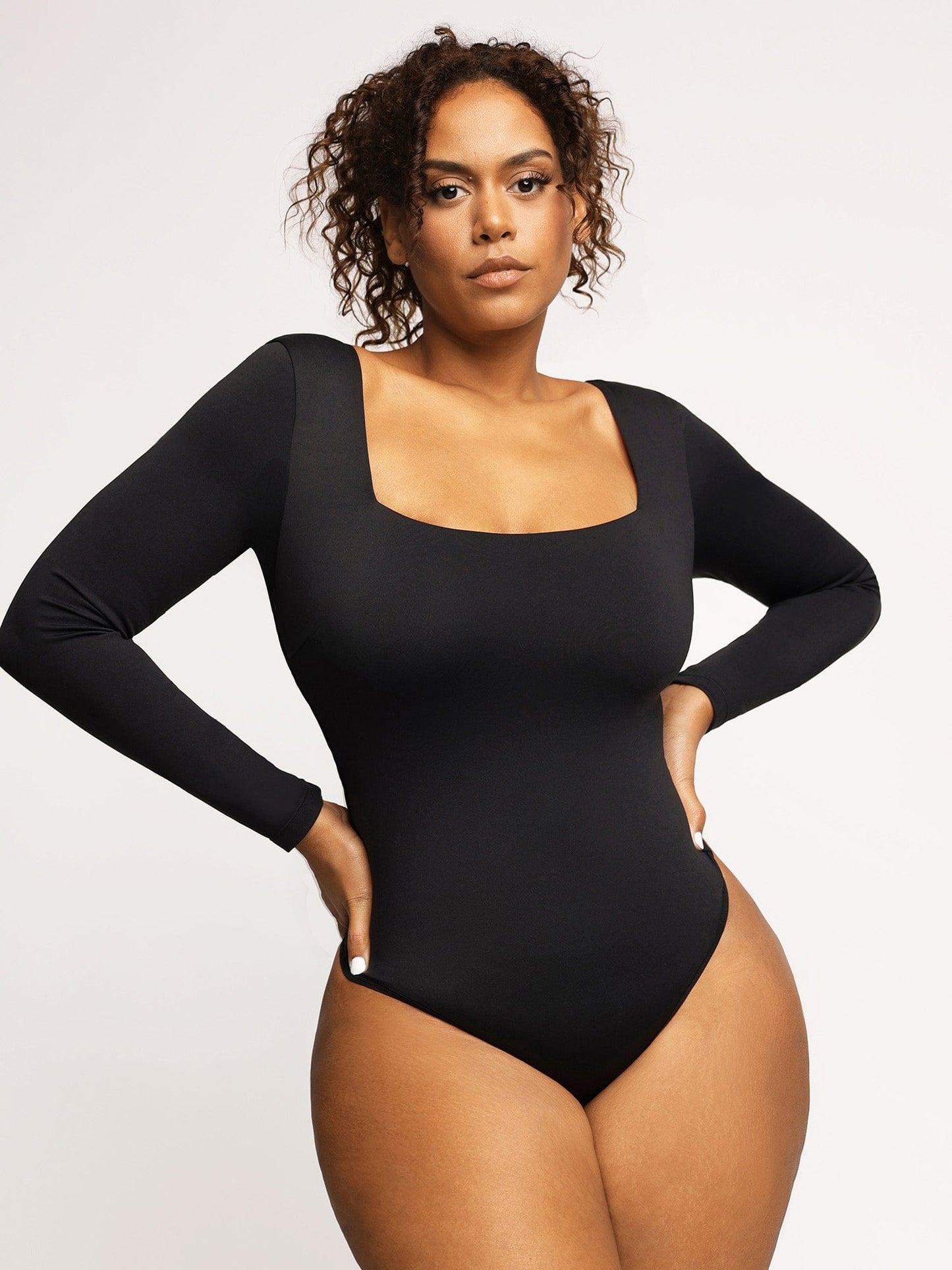 Body Shapewear à Manches Longues avec Décolleté Carré