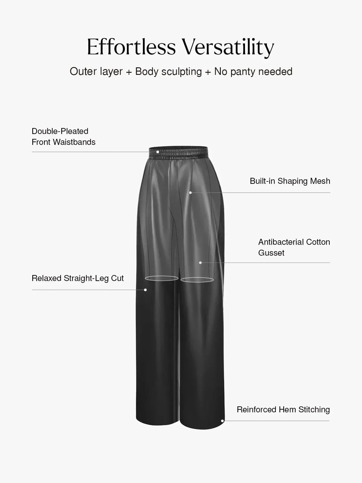 Pantalons larges taille haute en simili cuir