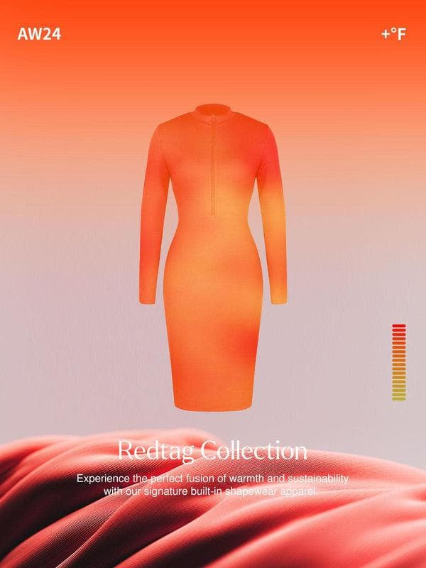 Robe Midi à Manches Longues en Shapewear Thermique Redtag