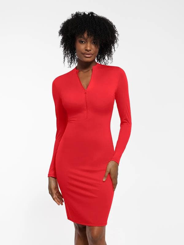 Robe Midi à Manches Longues en Shapewear Thermique Redtag