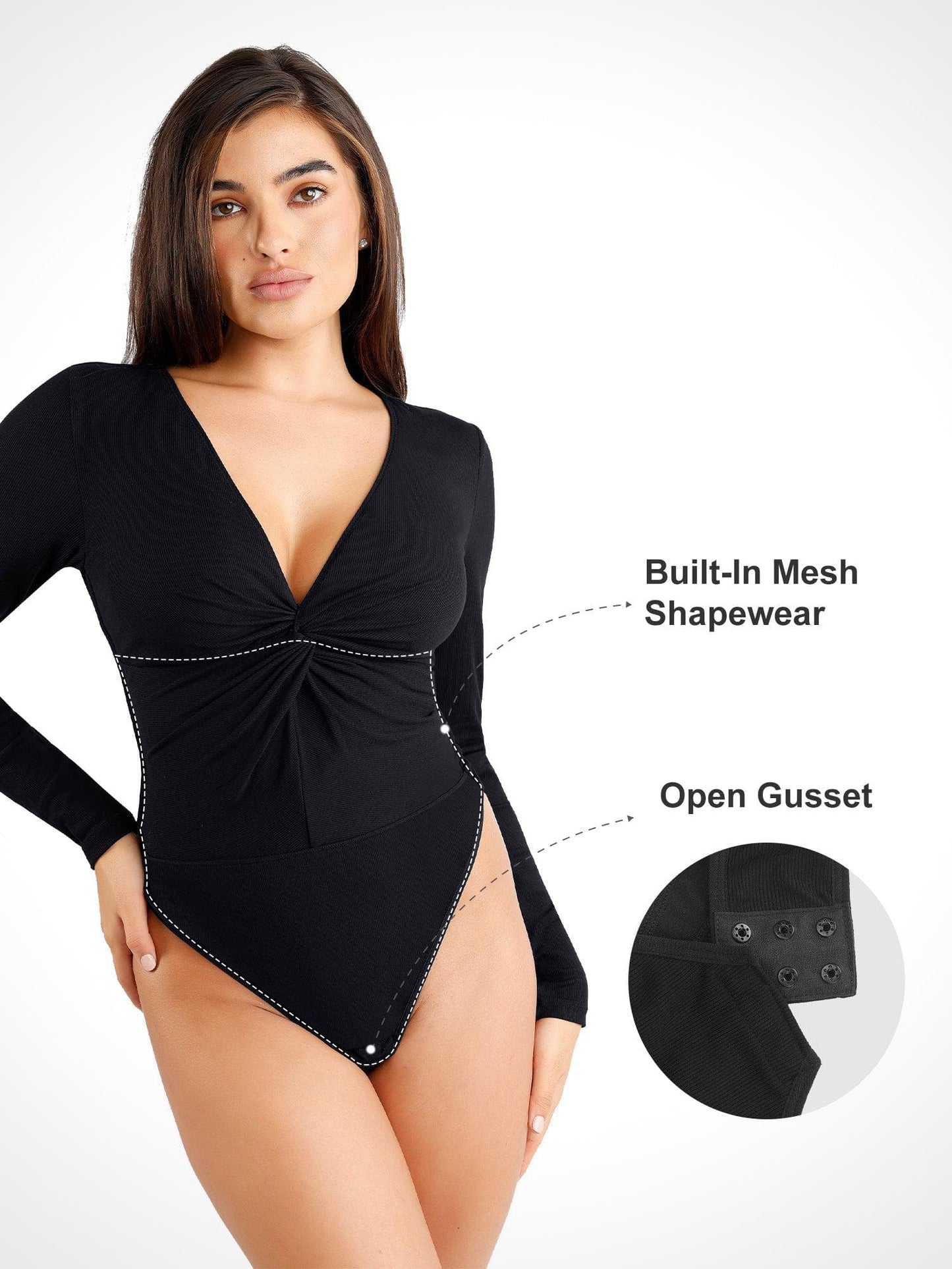 Body en Modal à Manches Longues avec Twist à l'Avant