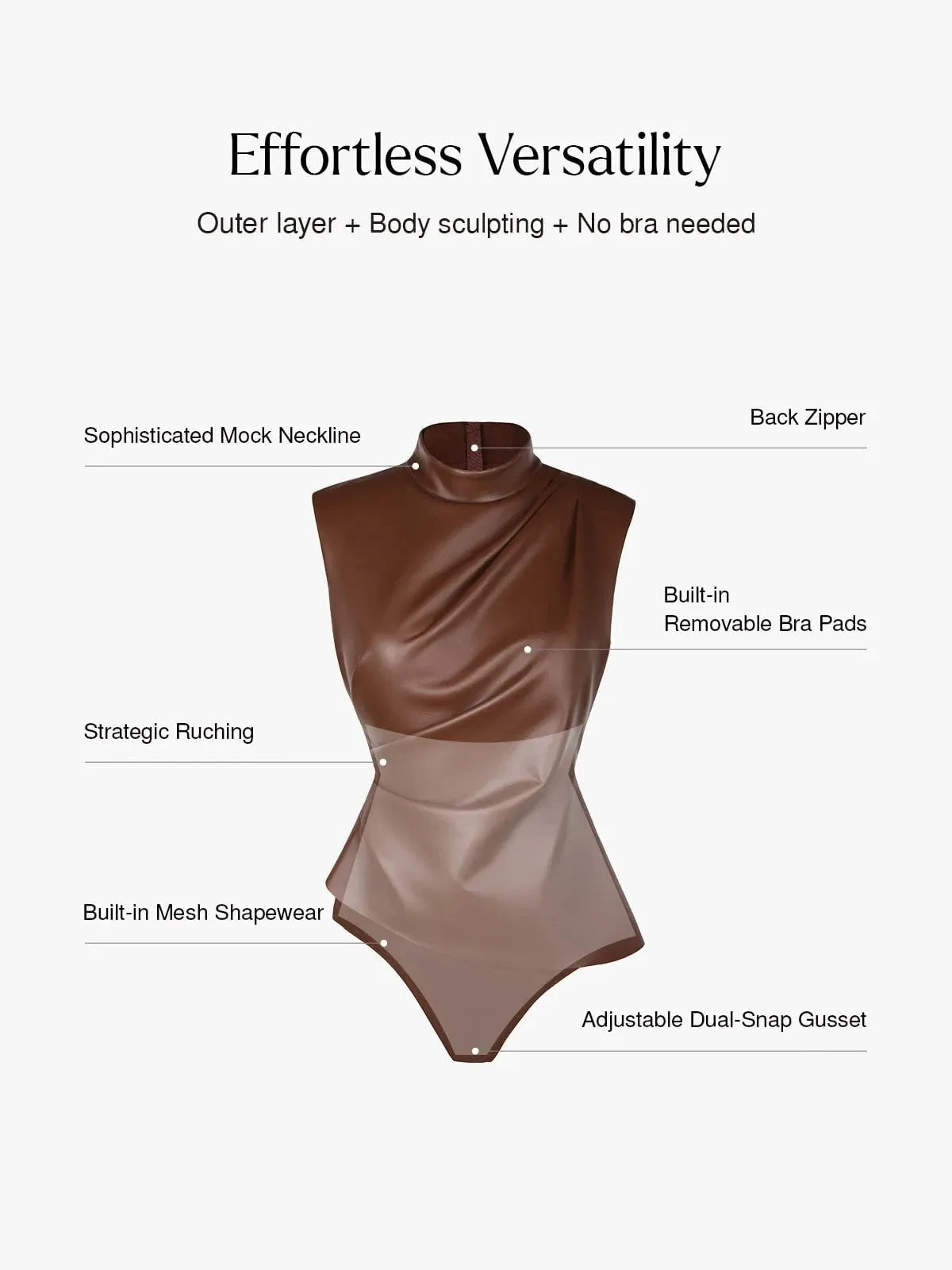 Body en simili cuir sculptant 3-en-1