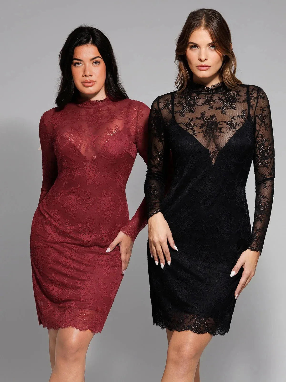 Robe Sculptante 2-en-1 avec Superposition en Dentelle