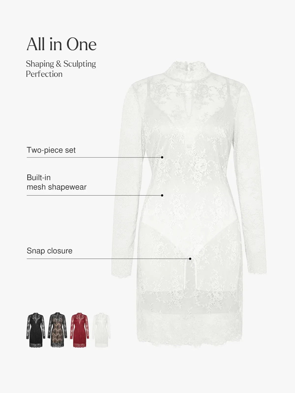 Robe Sculptante 2-en-1 avec Superposition en Dentelle