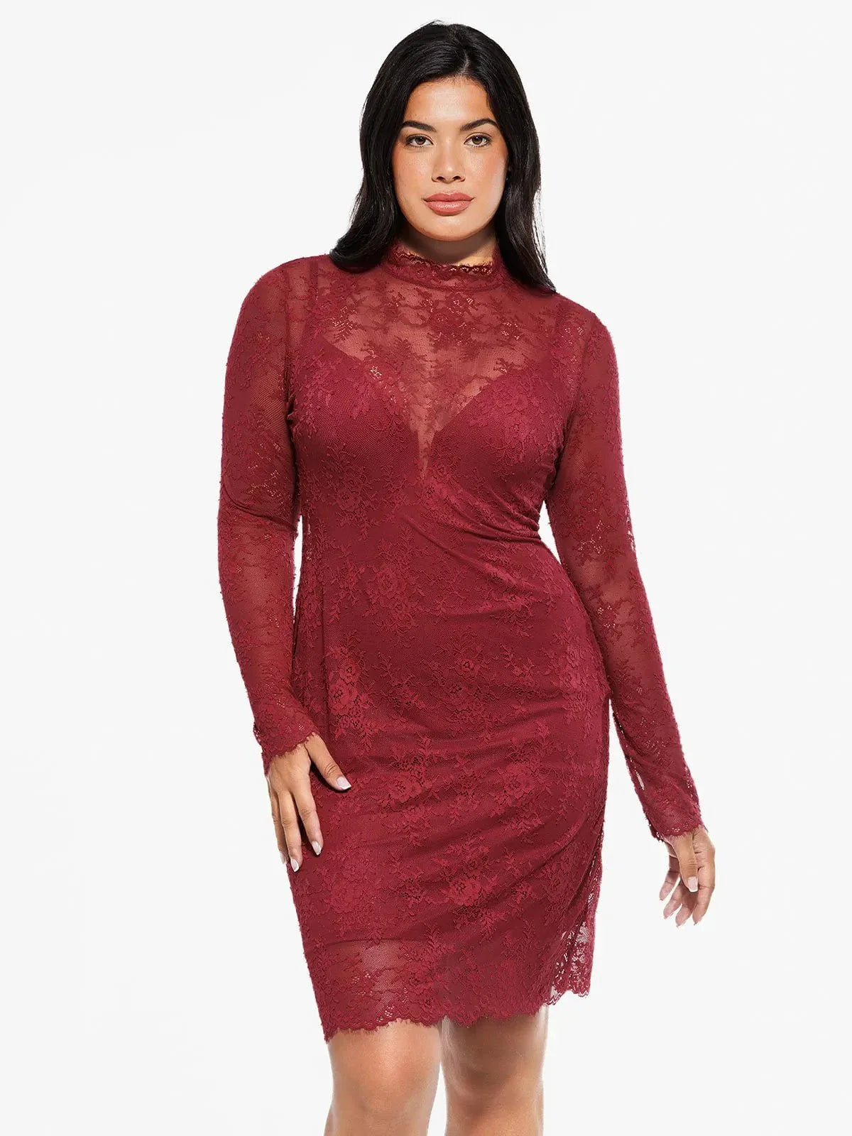 Robe Sculptante en Dentelle 2-en-1