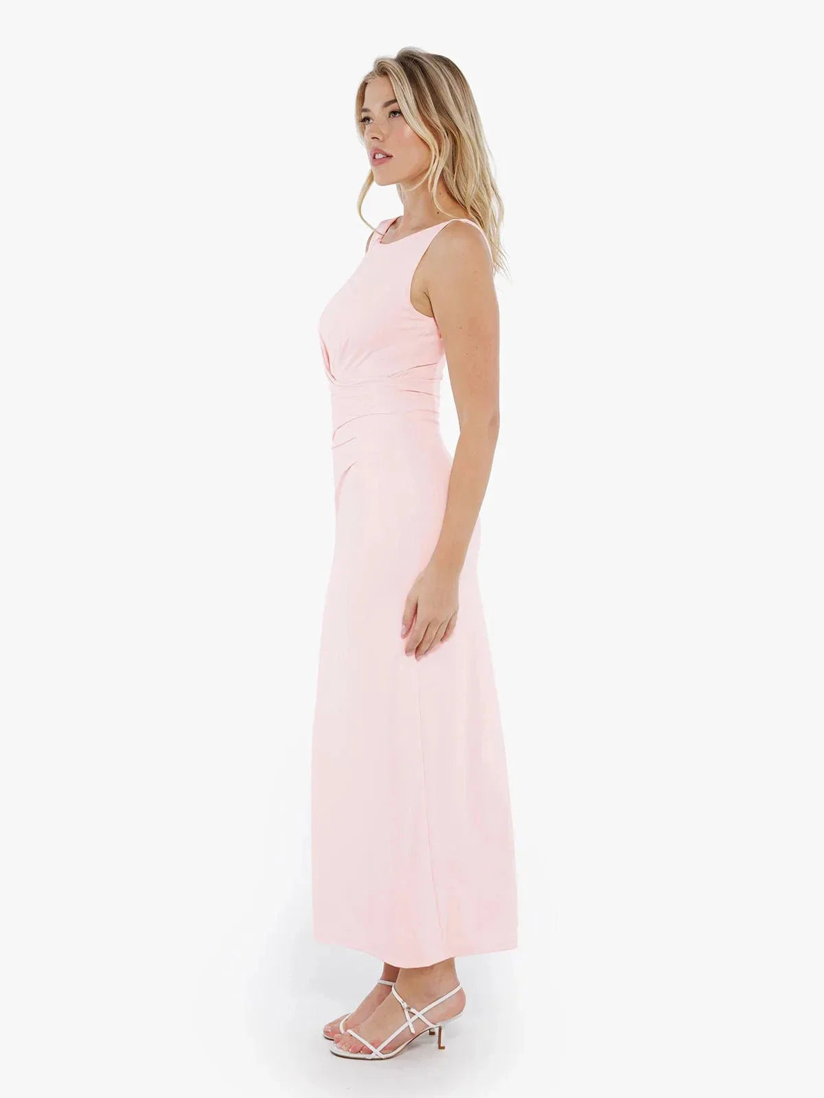 Robe Maxi Sculptante Drapée à Encolure Bateau