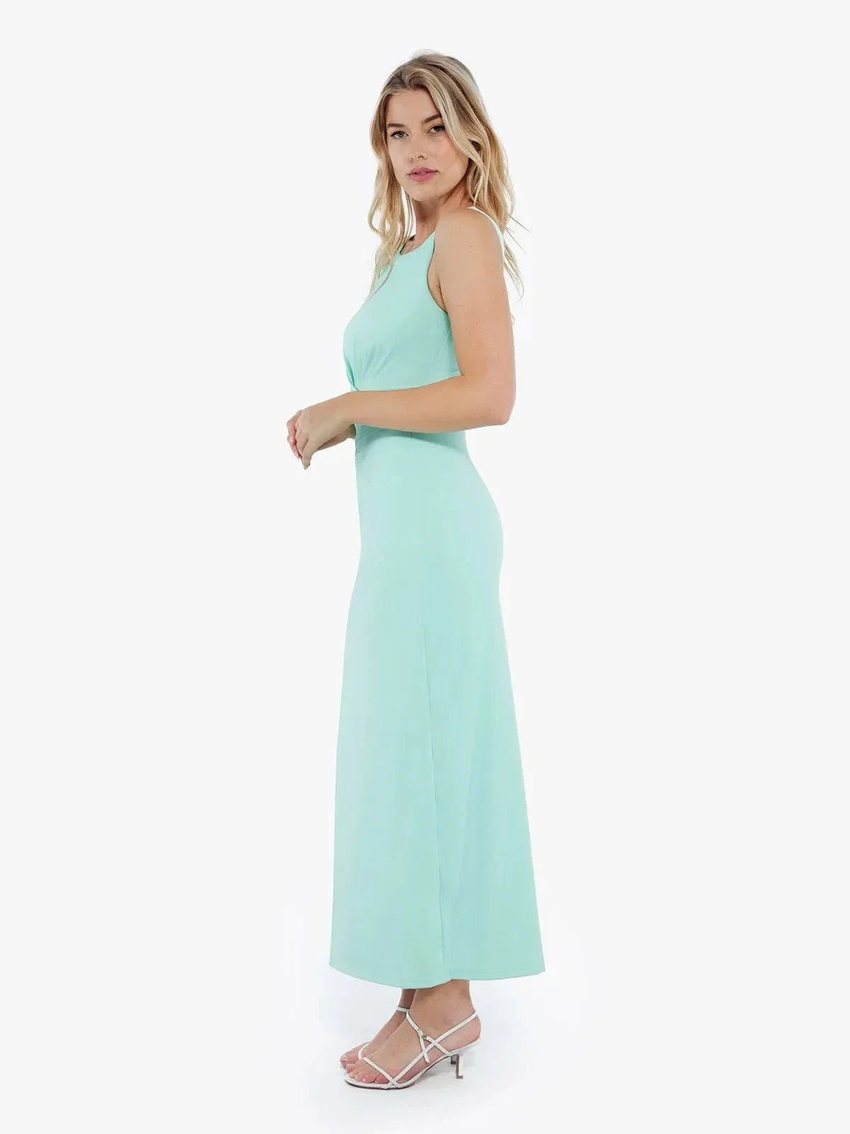 Robe Maxi Sculptante Drapée à Encolure Bateau