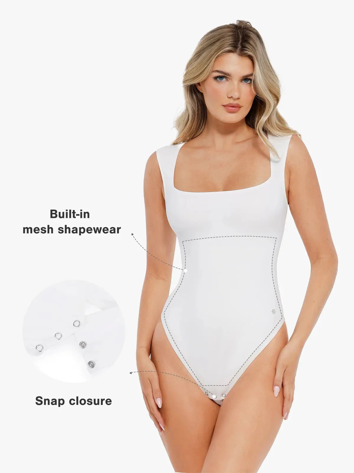 Body sans manches à col carré Shapewear Cloudsense
