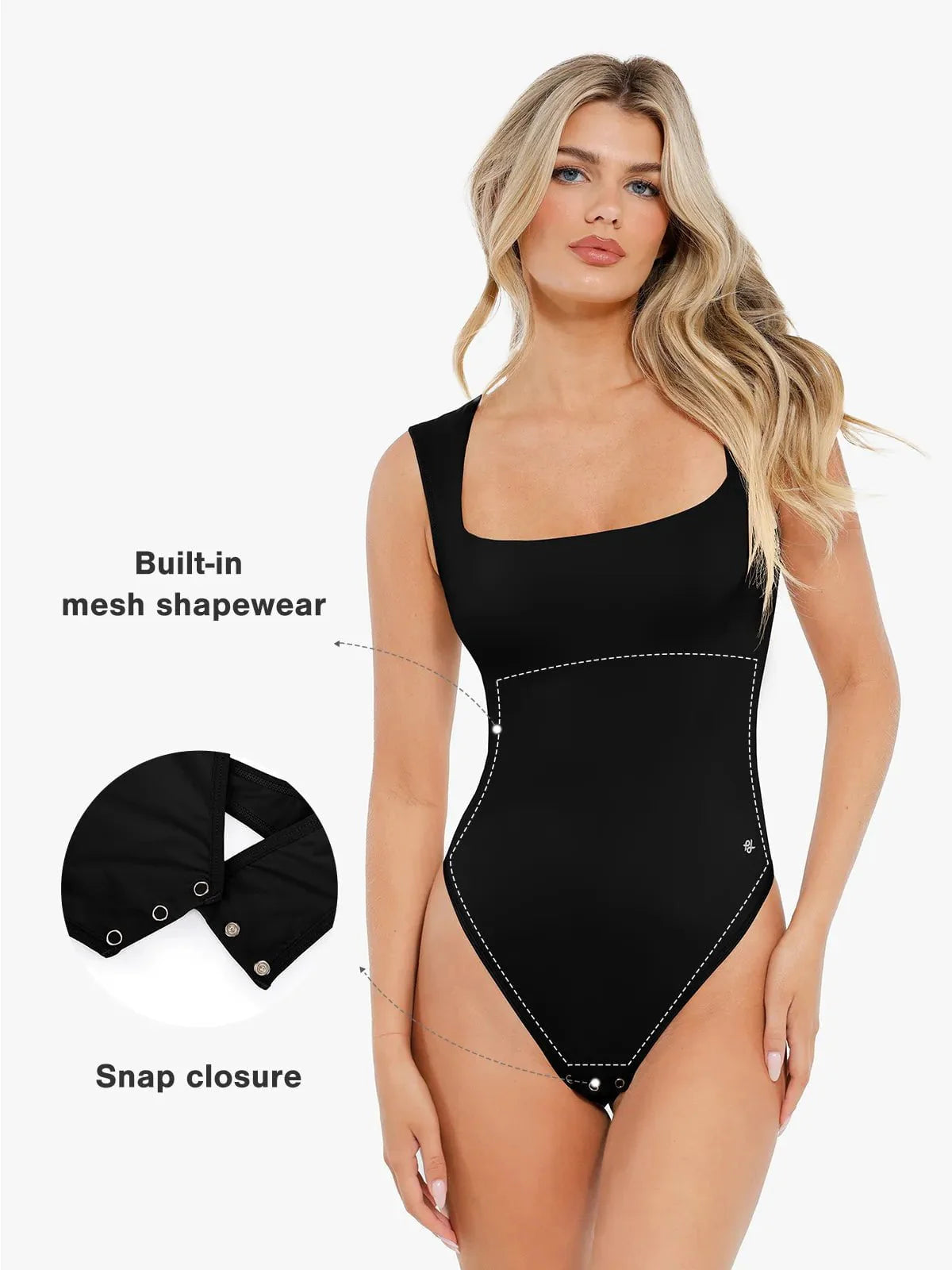 Body sans manches à col carré Shapewear Cloudsense