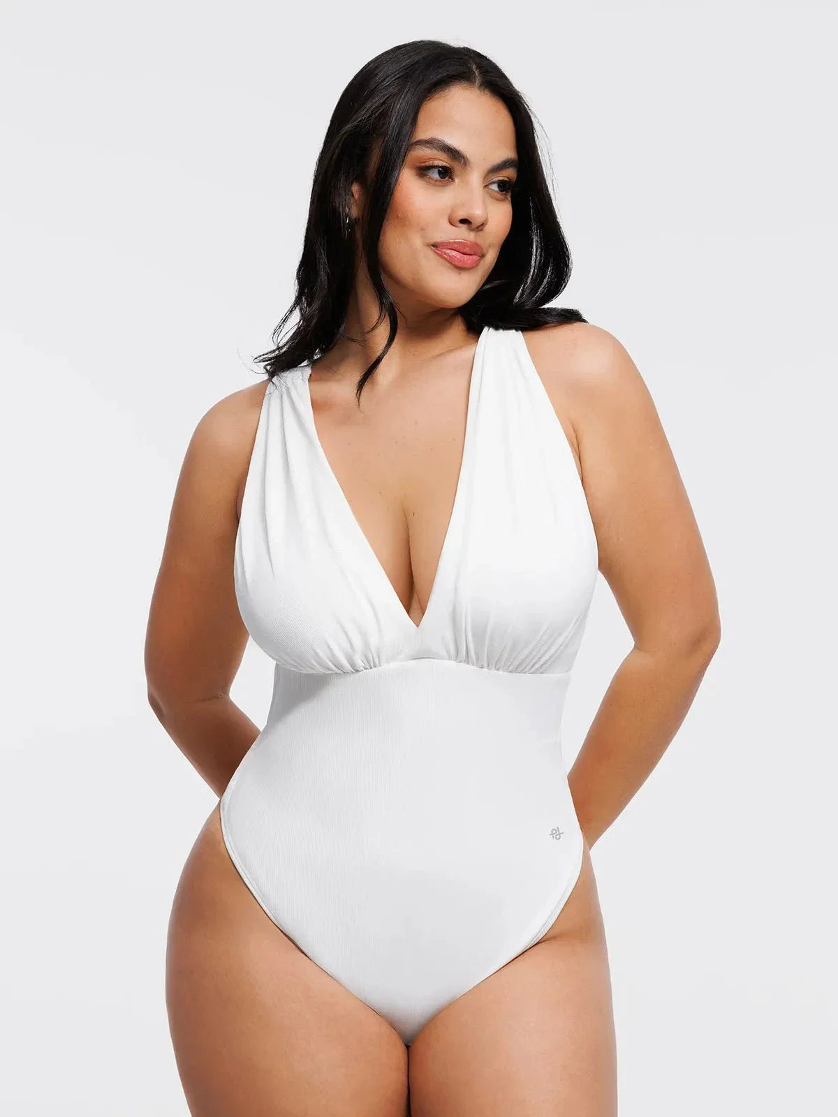 Body sculptant à encolure croisée drapée