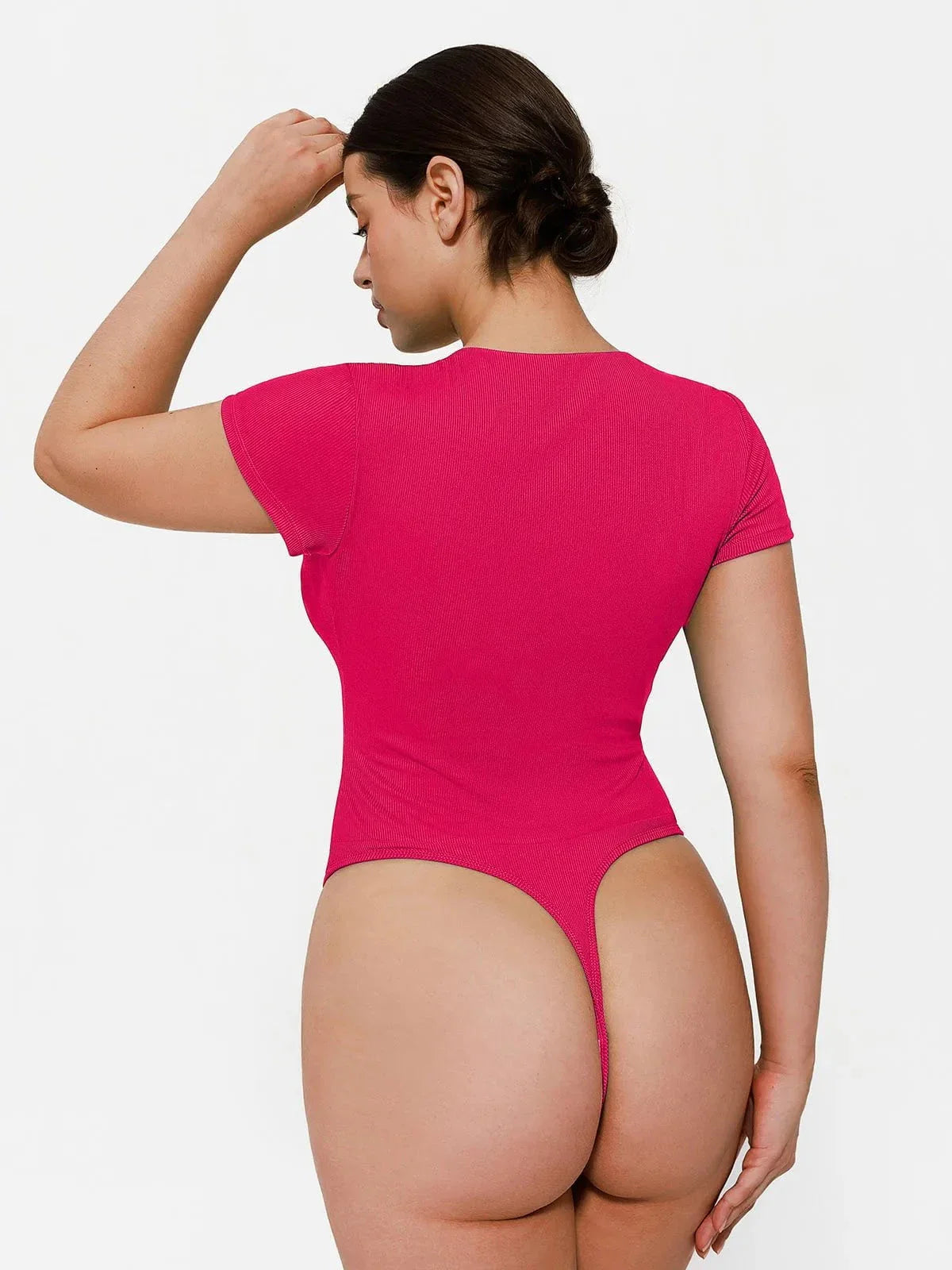 Body Sculptant à Encolure Profonde en V avec Boutons