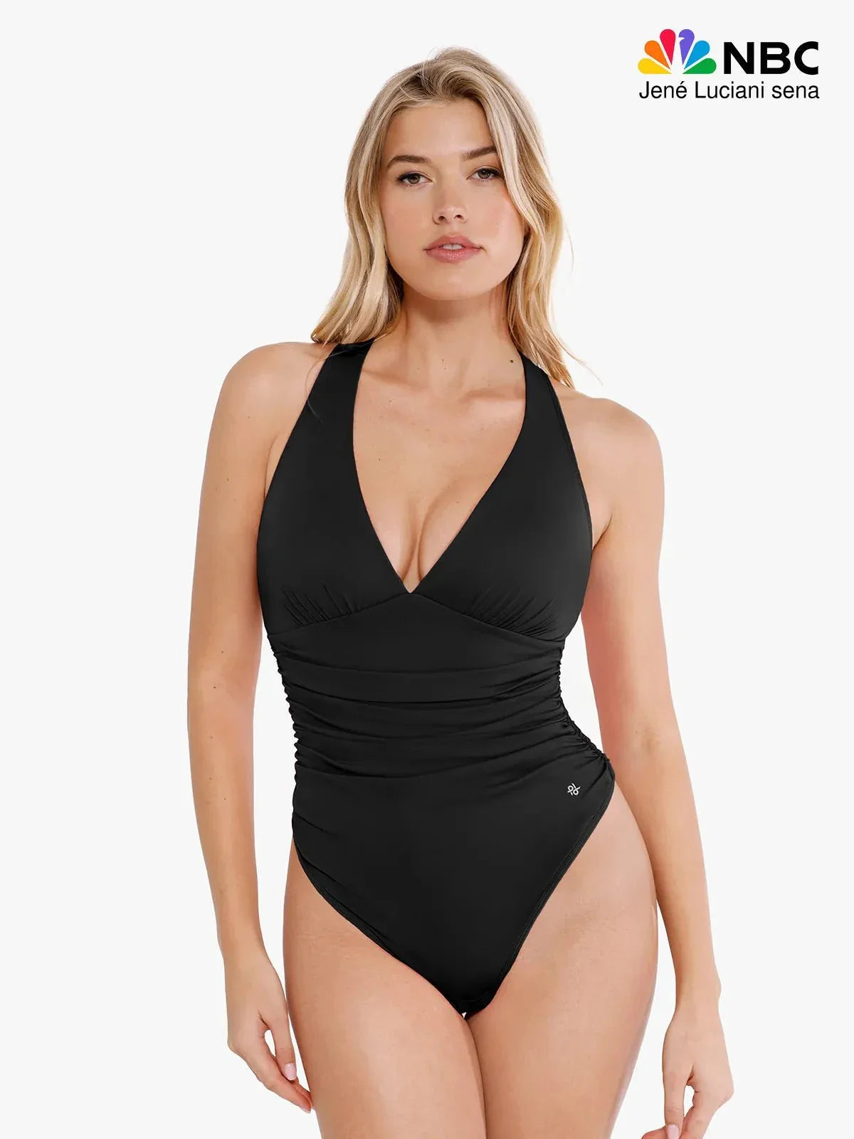 Body de contrôle du ventre à col halter drapé