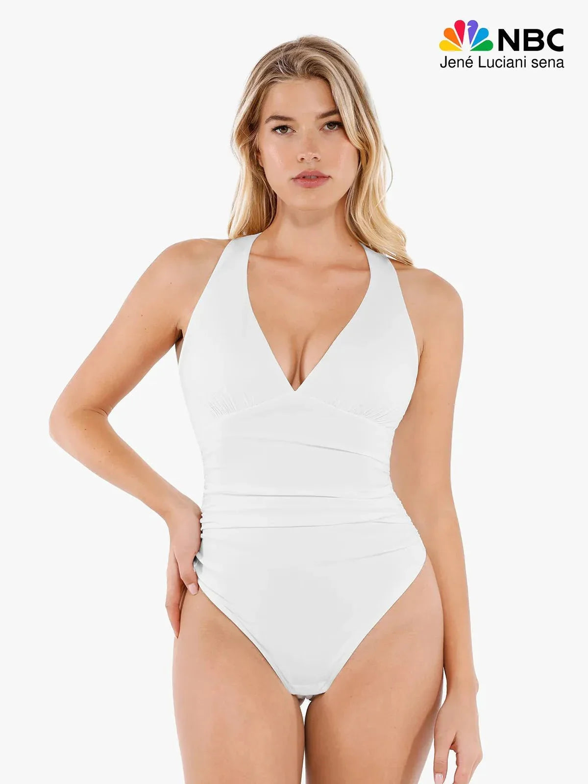 Body de contrôle du ventre à col halter drapé