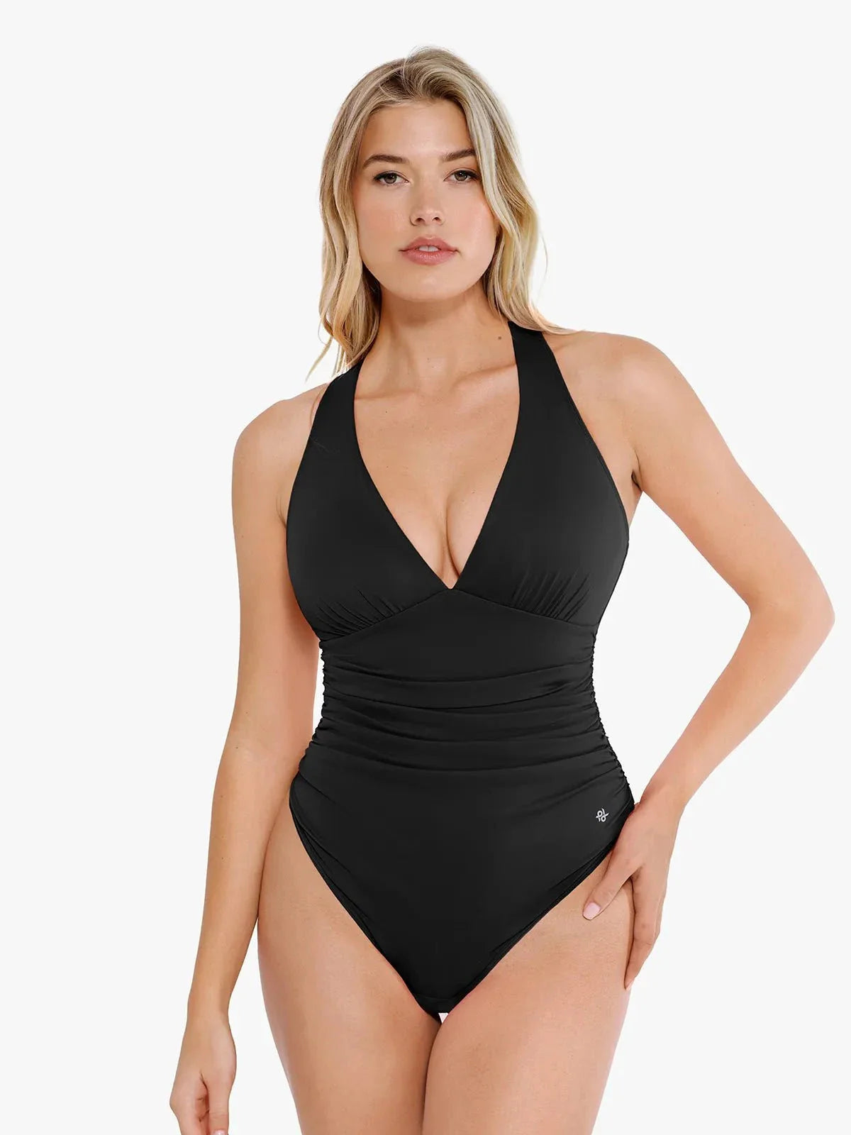 Body de contrôle du ventre à col halter drapé
