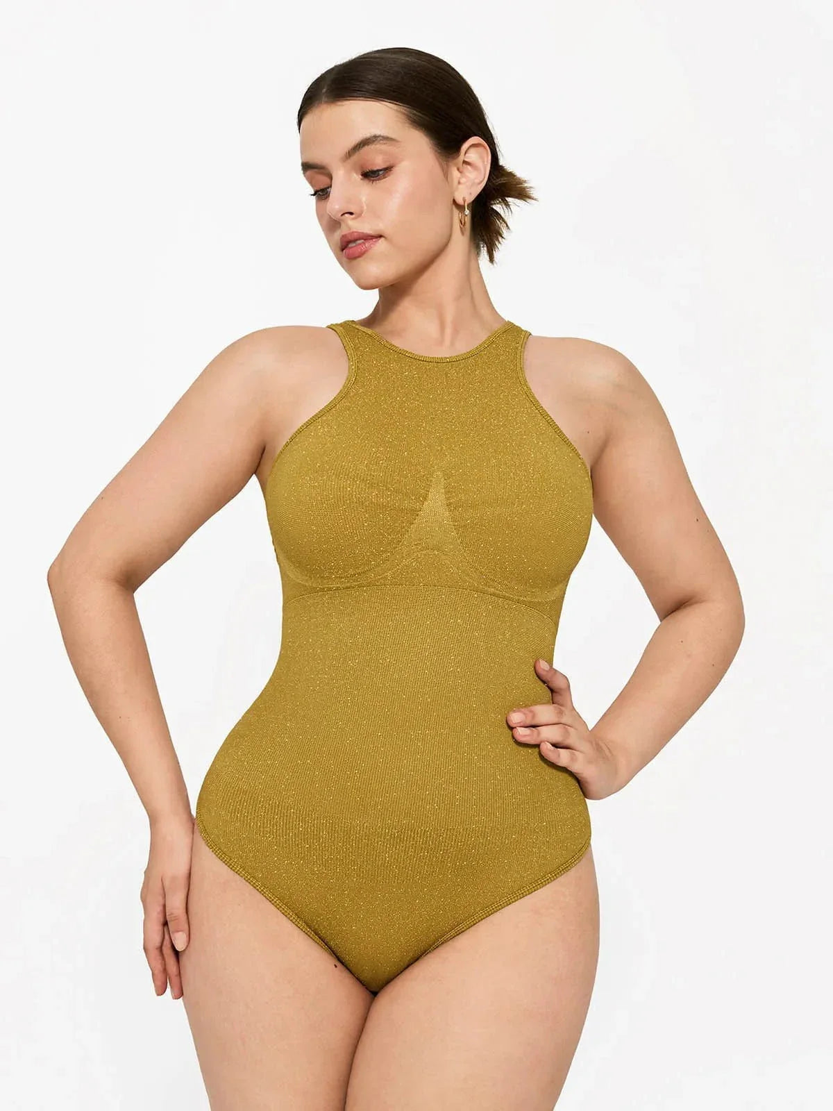 Body Sculptant Métallique Sans Coutures avec Contrôle du Ventre
