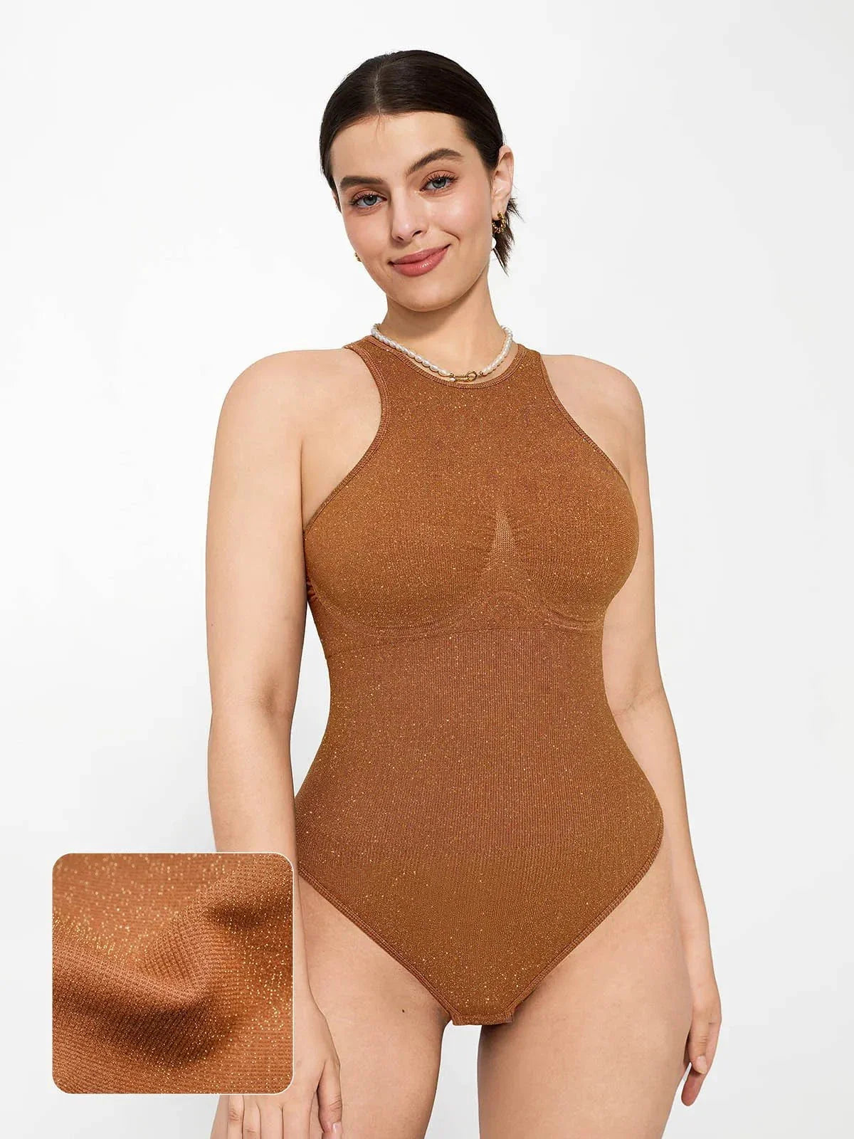 Body Sculptant Métallique Sans Coutures avec Contrôle du Ventre