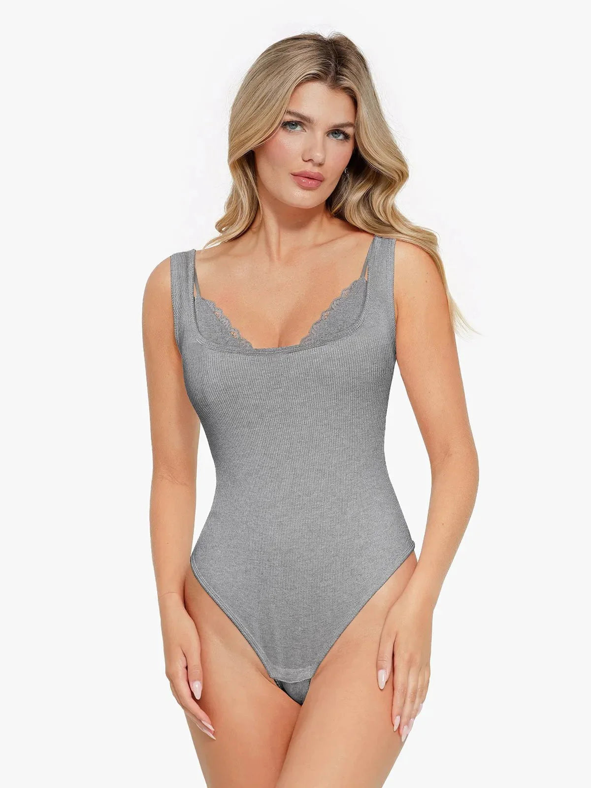 Body Cami en Modal avec Contrôle du Ventre et Dentelle Intérieure