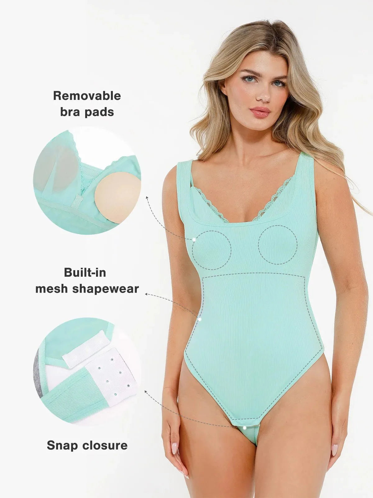 Body Cami en Modal avec Contrôle du Ventre et Dentelle Intérieure