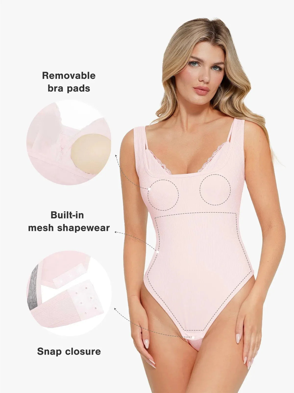 Body Cami en Modal avec Contrôle du Ventre et Dentelle Intérieure