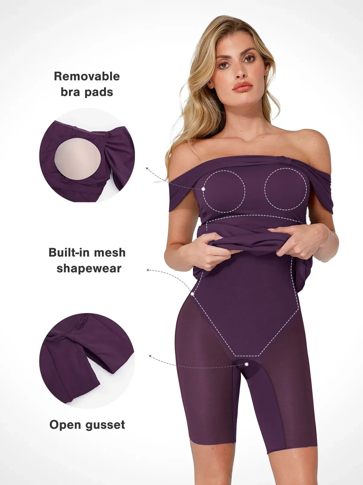 Robe Maxi Colonne Slim Sans Épaules Shapewear
