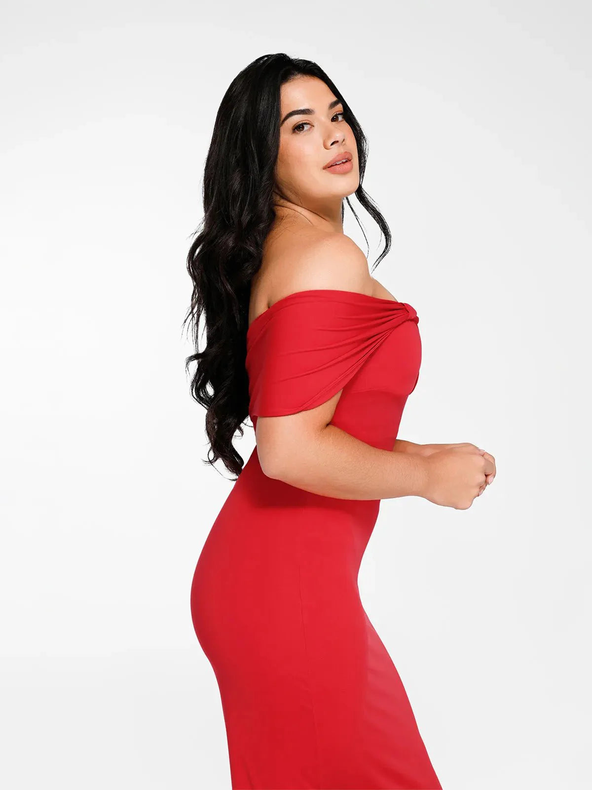 Robe Maxi Colonne Slim Sans Épaules Shapewear
