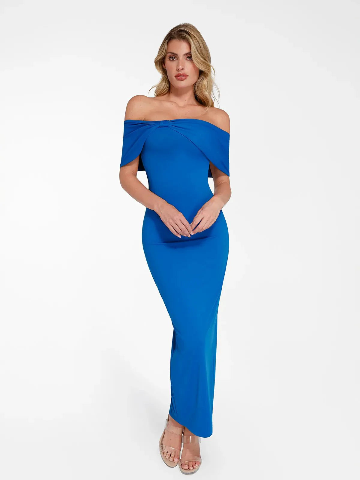 Robe Maxi Colonne Slim Sans Épaules Shapewear