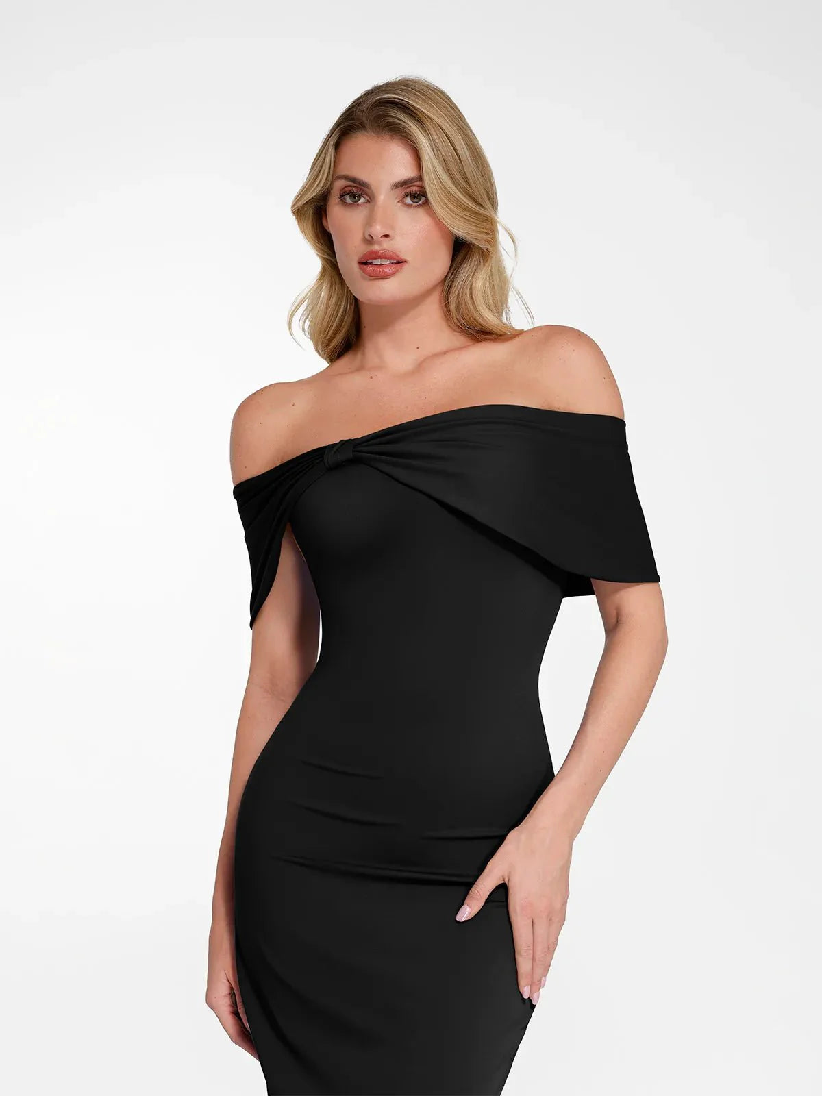 Robe Maxi Colonne Slim Sans Épaules Shapewear