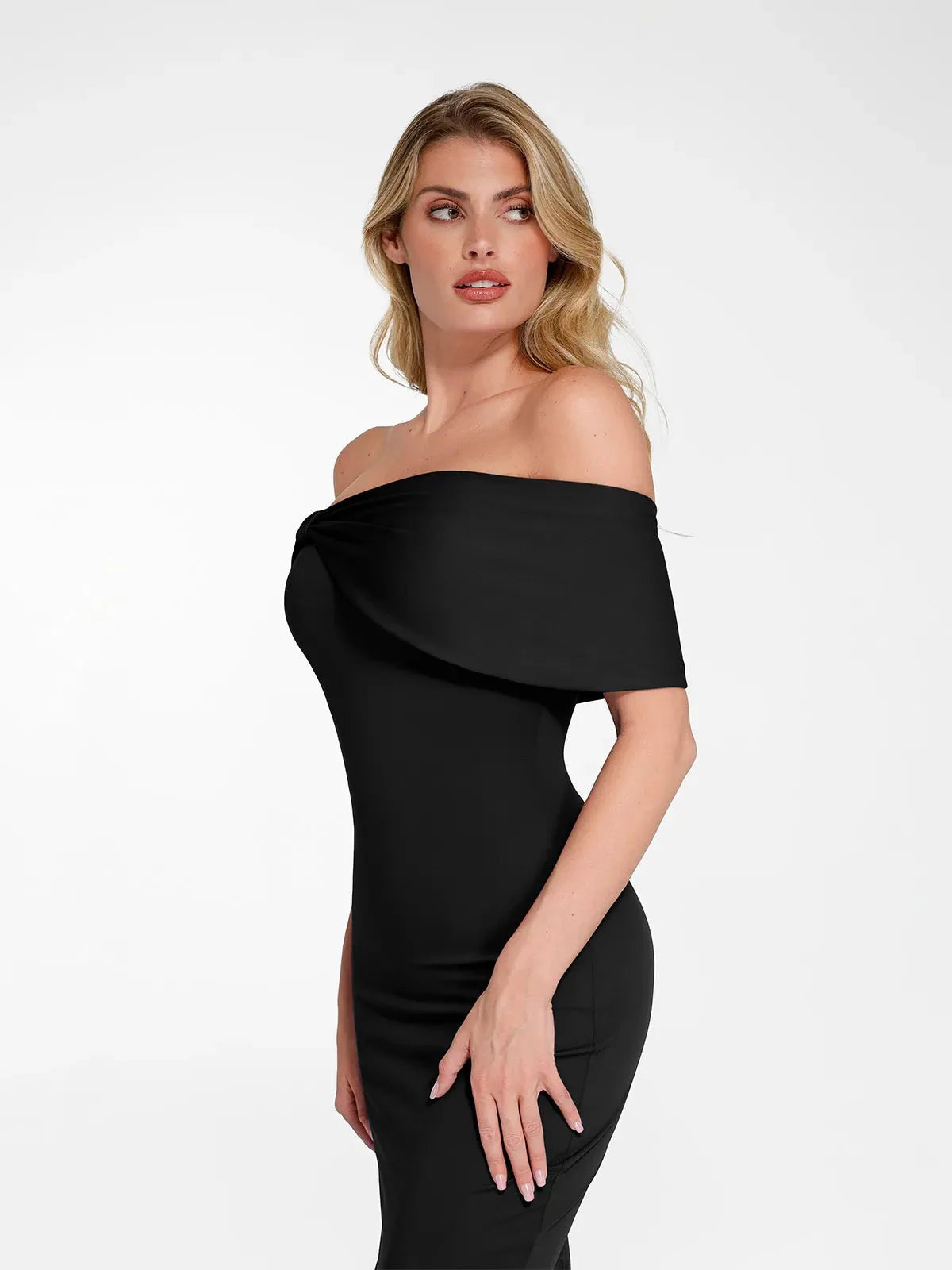Robe Maxi Colonne Slim Sans Épaules Shapewear