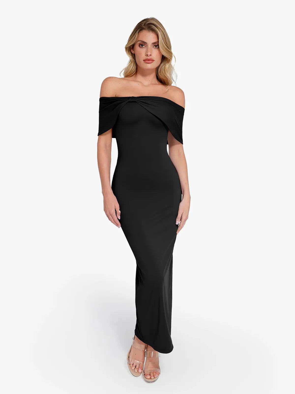 Robe Maxi Colonne Slim Sans Épaules Shapewear