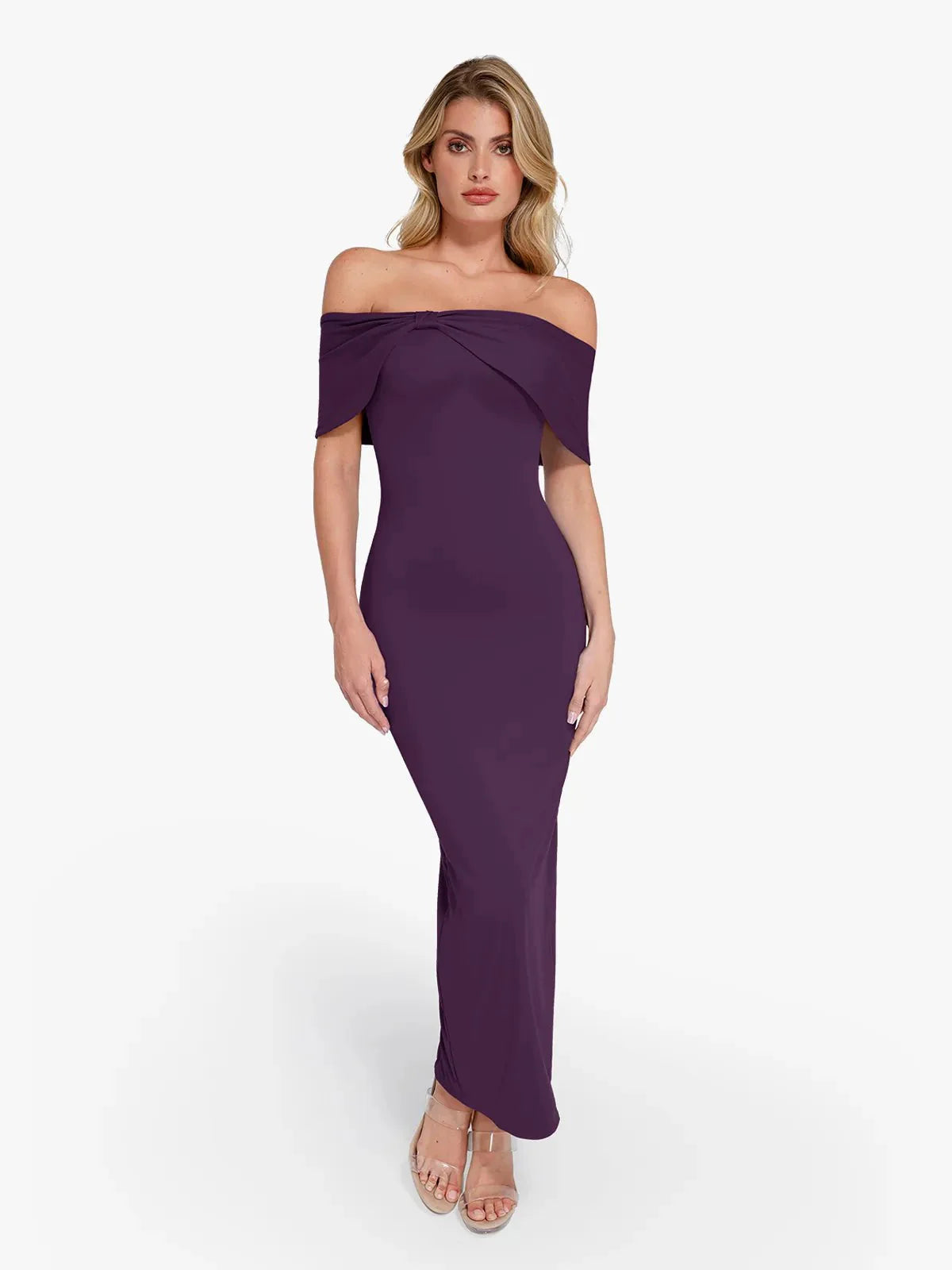 Robe Maxi Colonne Slim Sans Épaules Shapewear