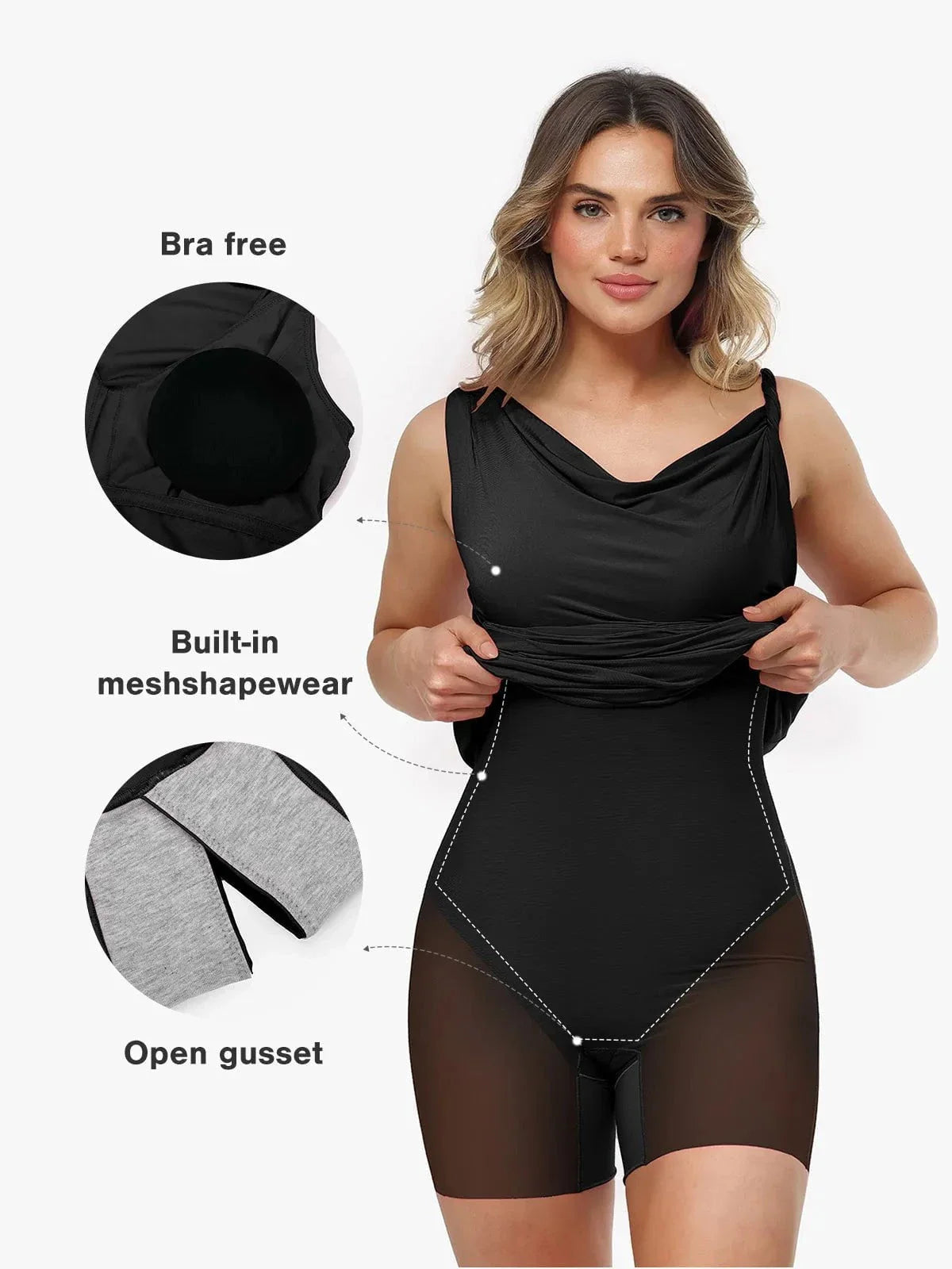 Robe maxi sculptante à encolure cowl en shapewear