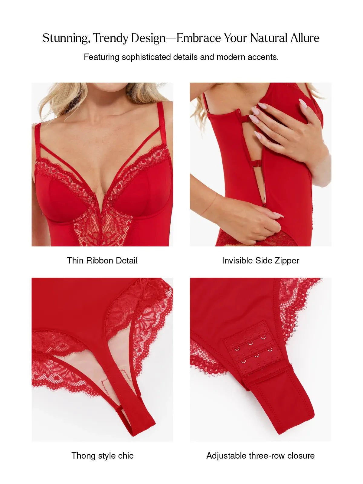 Body en dentelle avec contrôle du ventre et bretelles