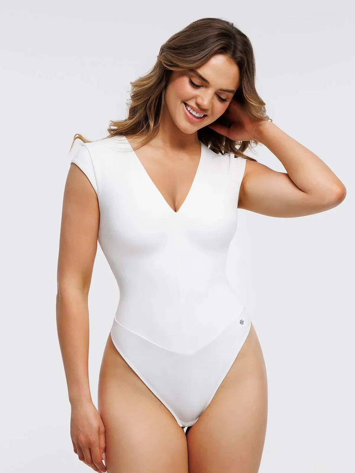 Body Shapewear Col V Manches Courtes Contrôle du Ventre