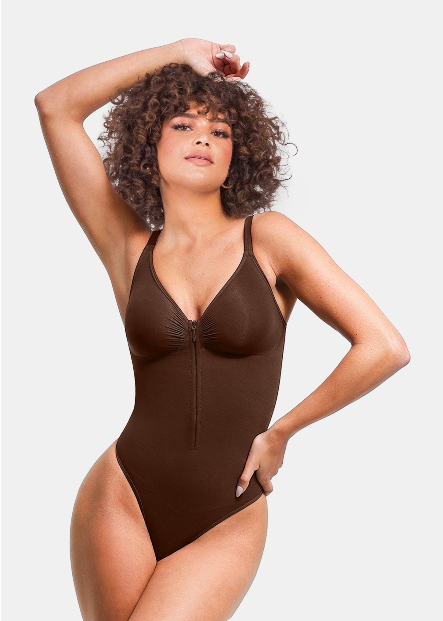 Stefanie Zipper - Body Plongeant Sans Coutures – Soutien de Poitrine et Clips Internes