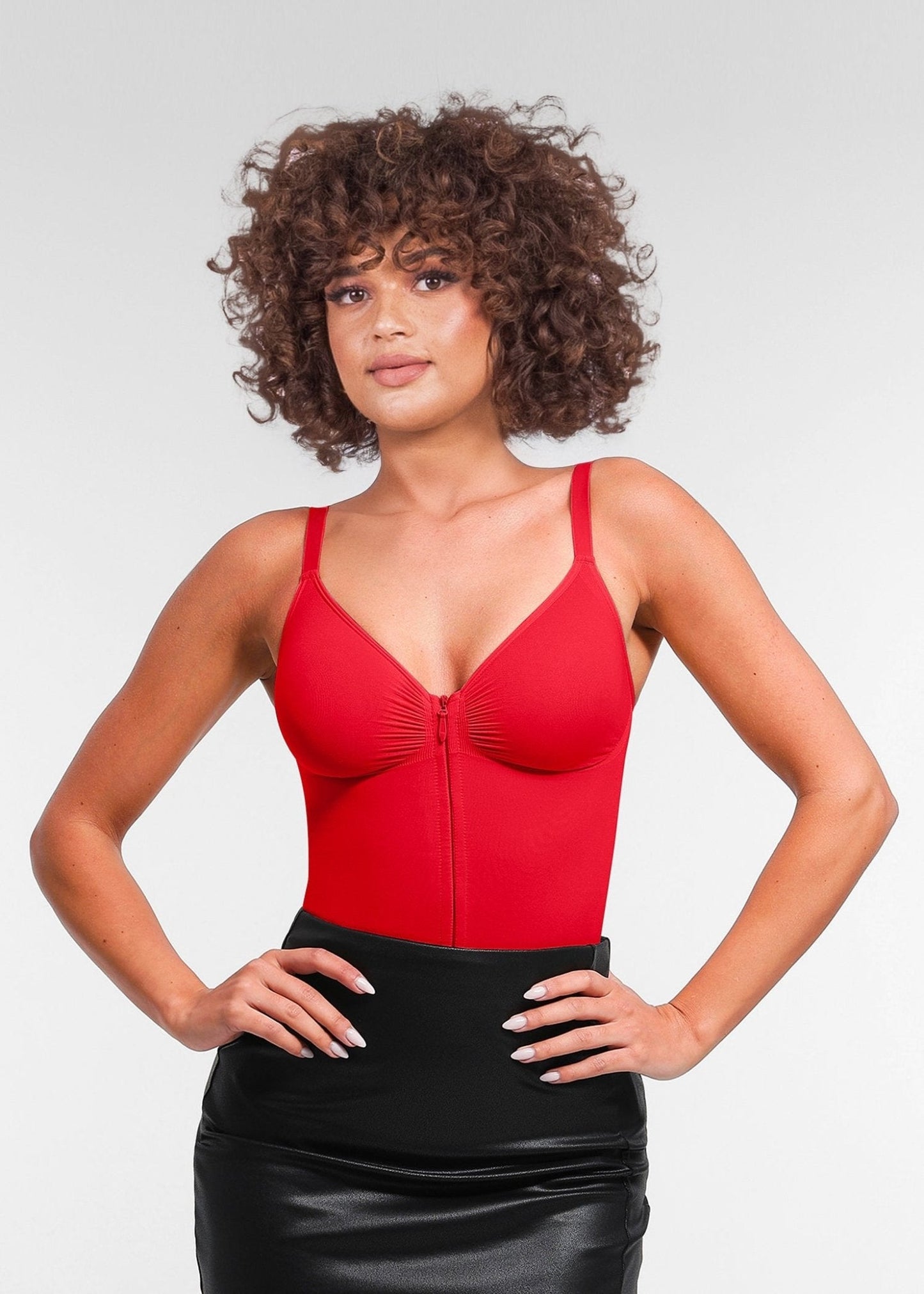 Stefanie Zipper - Body Plongeant Sans Coutures – Soutien de Poitrine et Clips Internes