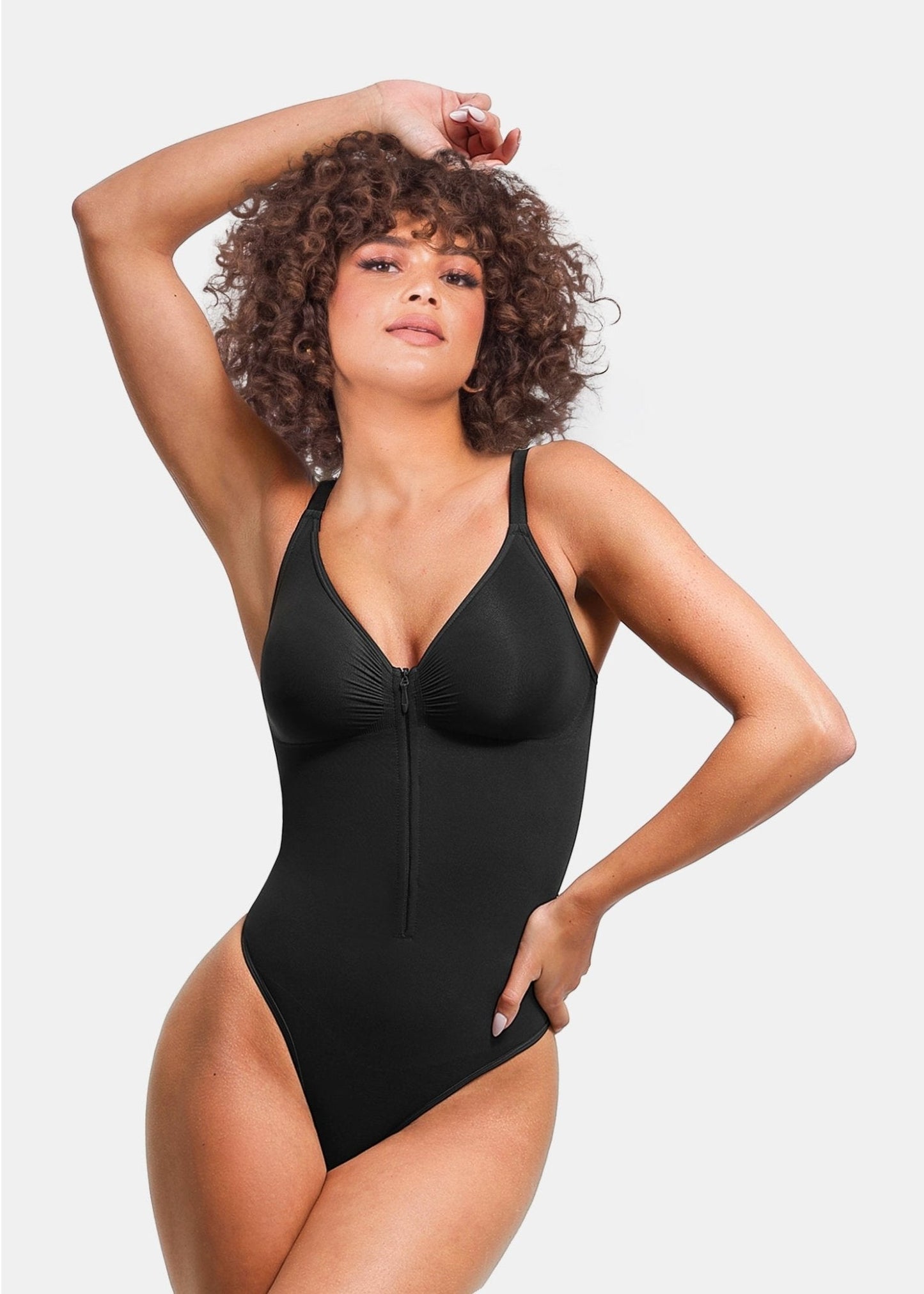 Stefanie Zipper - Body Plongeant Sans Coutures – Soutien de Poitrine et Clips Internes