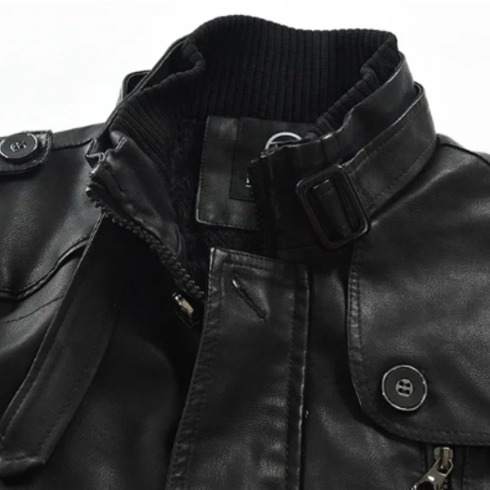 Veste de biker en cuir élégante et longue
