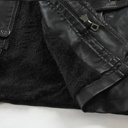 Veste de biker en cuir élégante et longue