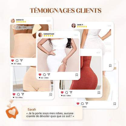 Sous-vêtements féminins taille haute en soie glacée avec contrôle de l'abdomen Hip-lifting