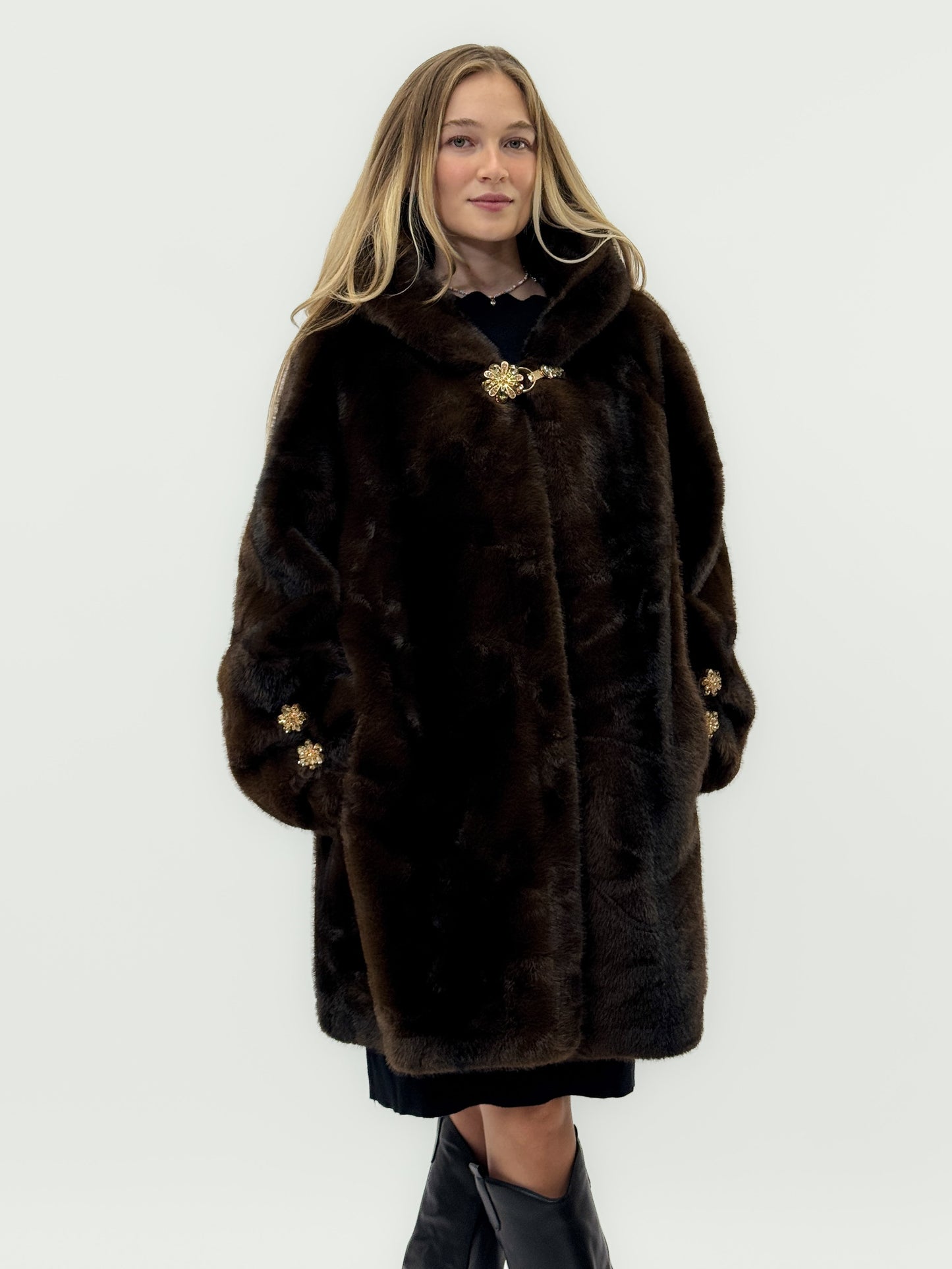 Pelliccia synthétique premium avec fermetures bijoux