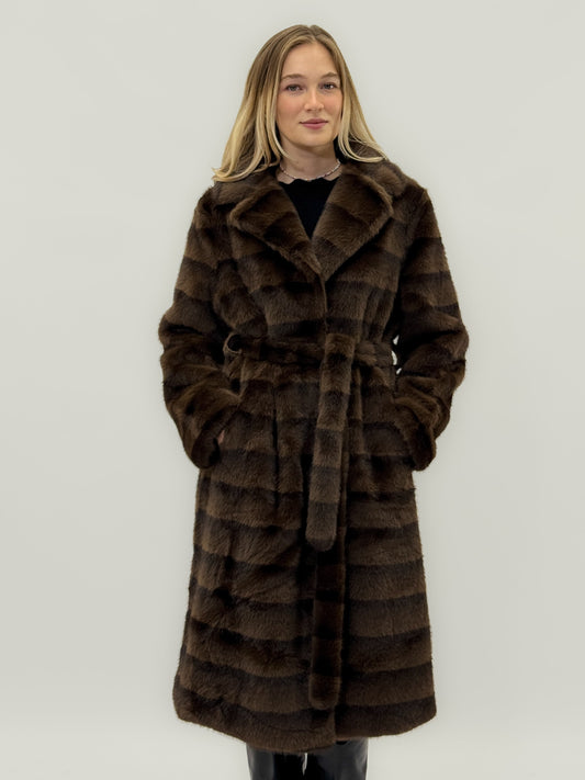 Manteau long avec ceinture et grands revers - Monaco